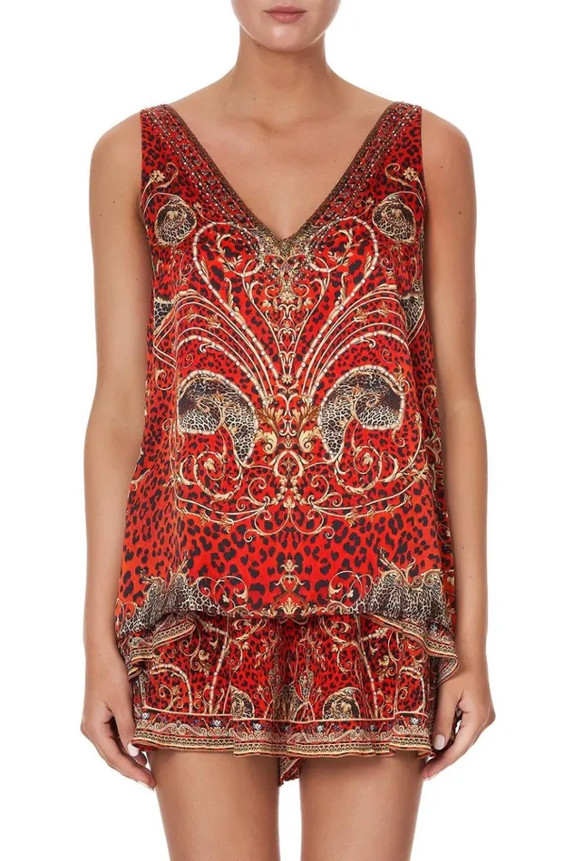 Women Tops Camilla V Neck Curved Hem Cami Slave To The Rhythm