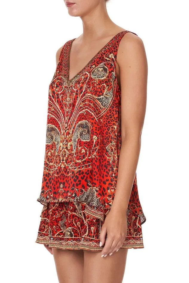 Women Tops Camilla V Neck Curved Hem Cami Slave To The Rhythm