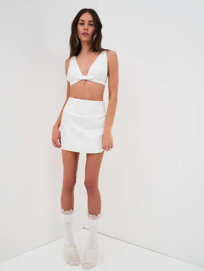 Women Tops For Love and Lemons Eva Crop Top White