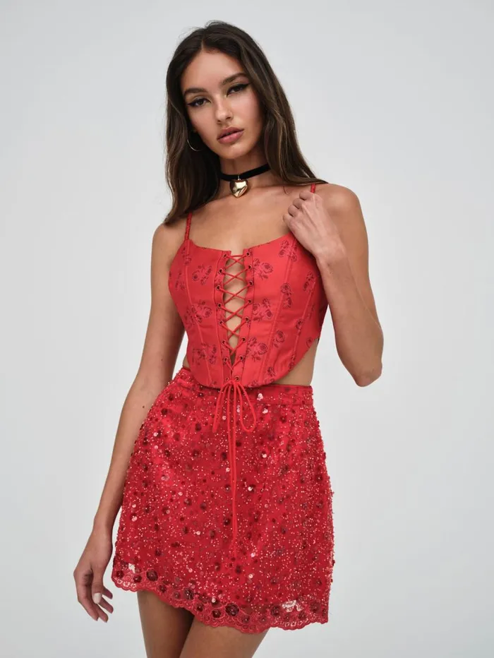 Women Tops For Love and Lemons Lillian Corset Top Red Women Tops For Love and Lemons Lillian Corset Top Red
