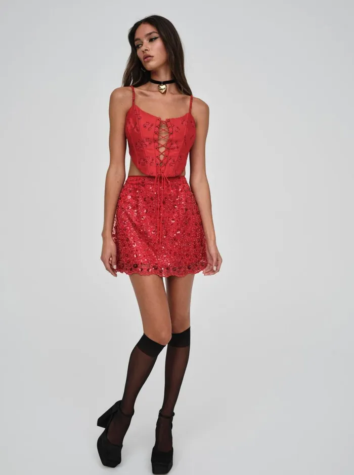 Women Tops For Love and Lemons Lillian Corset Top Red Women Tops For Love and Lemons Lillian Corset Top Red