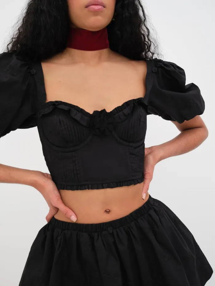 Women Tops For Love and Lemons Maye Crop Top Black