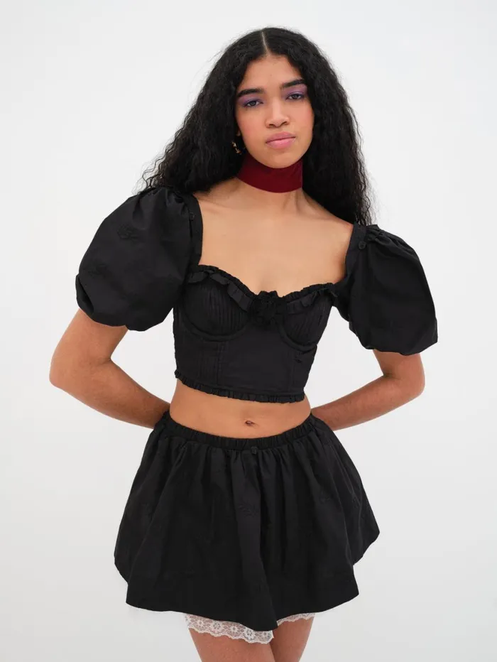 Women Tops For Love and Lemons Maye Crop Top Black Women Tops For Love and Lemons Maye Crop Top Black
