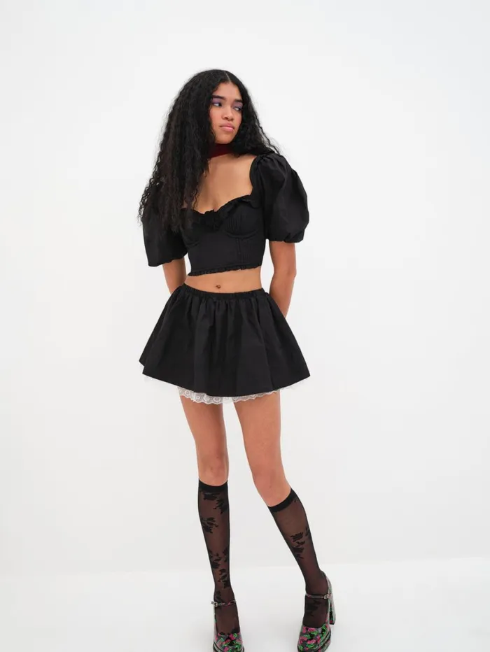 Women Tops For Love and Lemons Maye Crop Top Black Women Tops For Love and Lemons Maye Crop Top Black