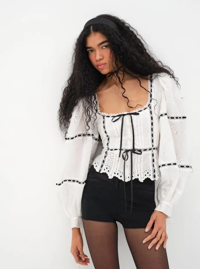 Women Tops For Love and Lemons Rowan Top White