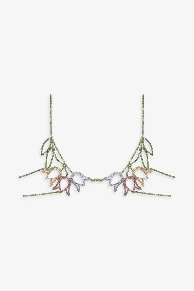 Women Tops For Love and Lemons Tulip Grid Rhinestone Bralette Green Women Tops For Love and Lemons Tulip Grid Rhinestone Bralette Green