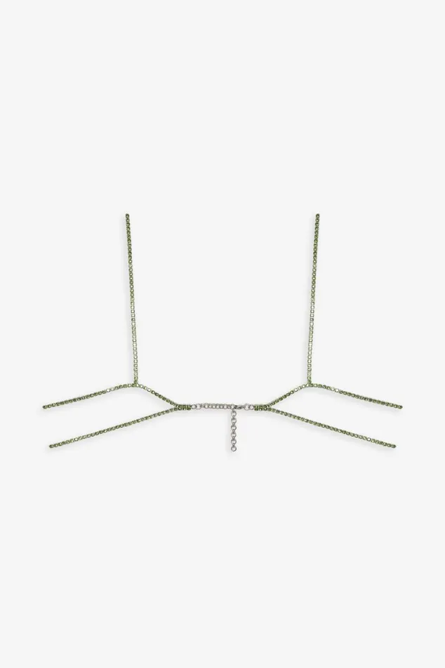 Women Tops For Love and Lemons Tulip Grid Rhinestone Bralette Green Women Tops For Love and Lemons Tulip Grid Rhinestone Bralette Green