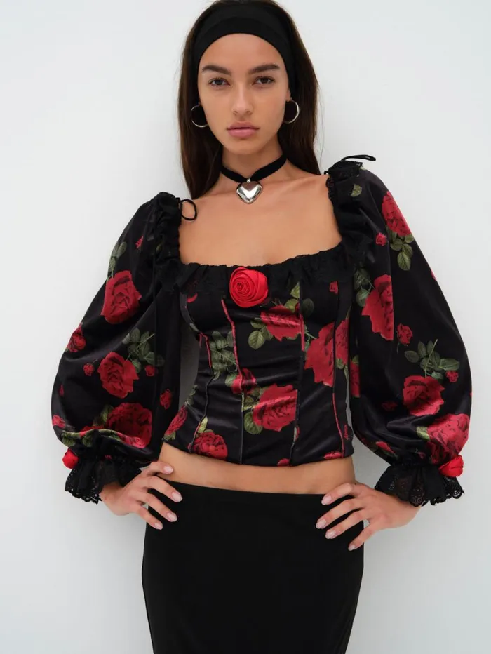 Women Tops For Love and Lemons Yara Top Black