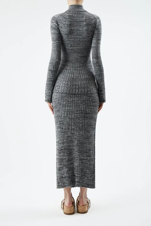 Women Tops Gabriela Hearst Alam Knit Polo In Charcoal Melange Cashmere