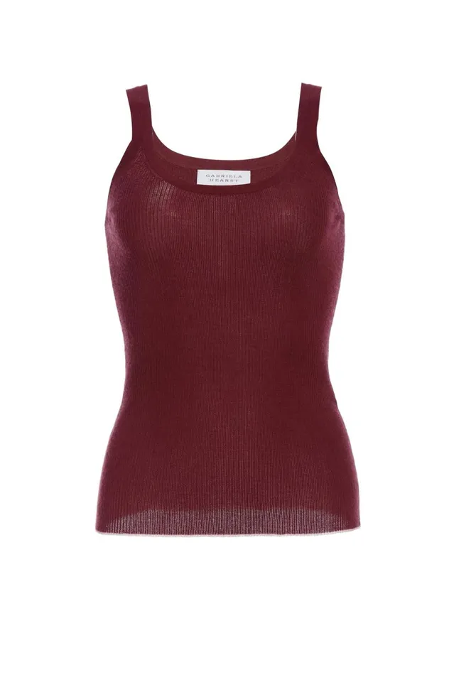 Women Tops Gabriela Hearst Arya Knit Tank Top In Bordeaux Cashmere Silk