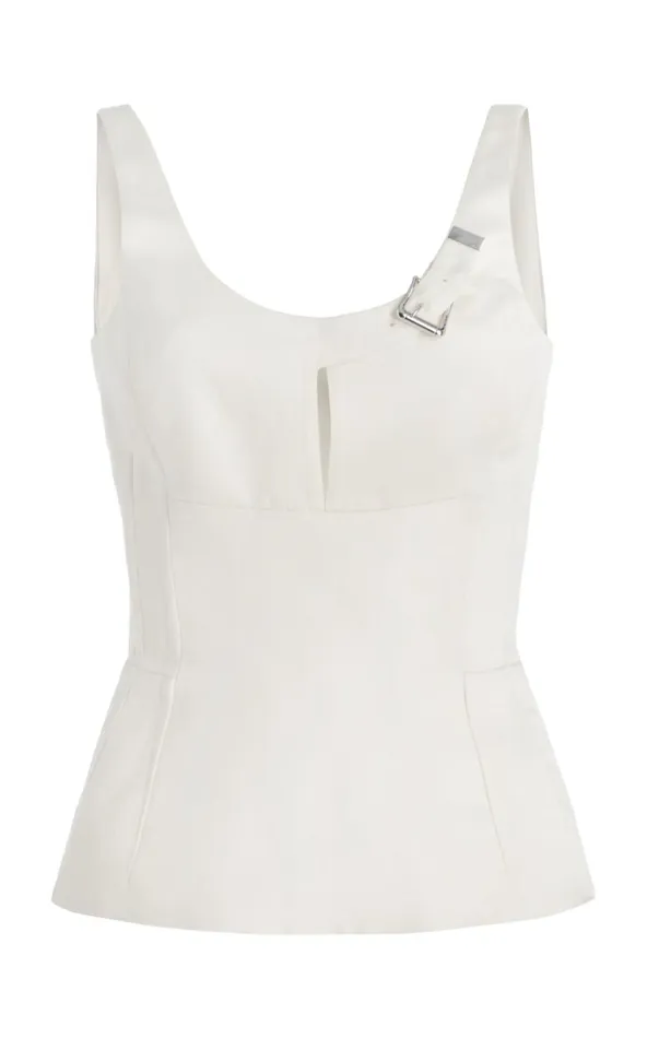 Women Tops Gabriela Hearst Avalon Top In Ivory Silk Linen Satin