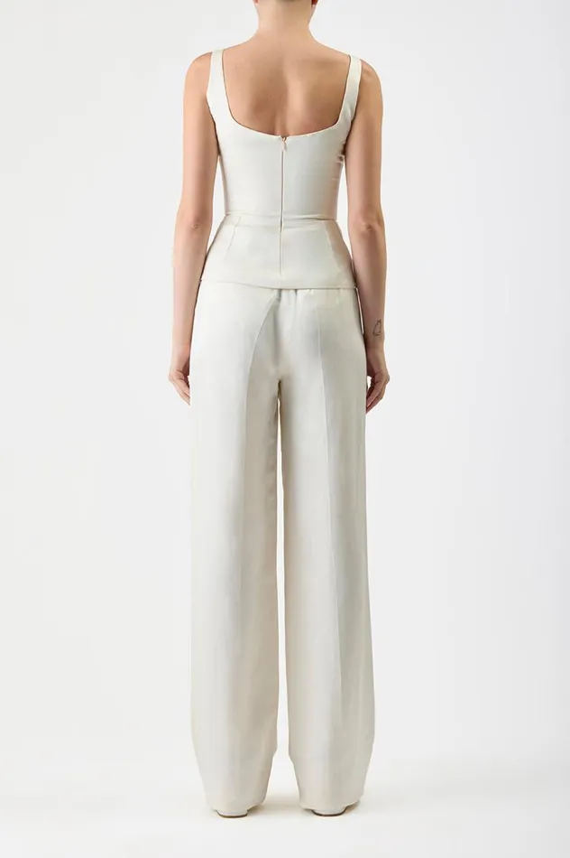 Women Tops Gabriela Hearst Avalon Top In Ivory Silk Linen Satin