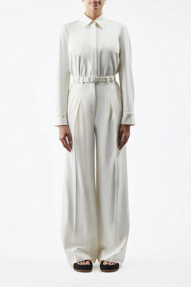 Women Tops Gabriela Hearst Cruz Shirt In Ivory Washed Silk