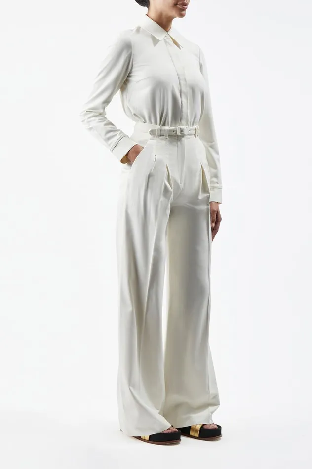 Women Tops Gabriela Hearst Cruz Shirt In Ivory Washed Silk