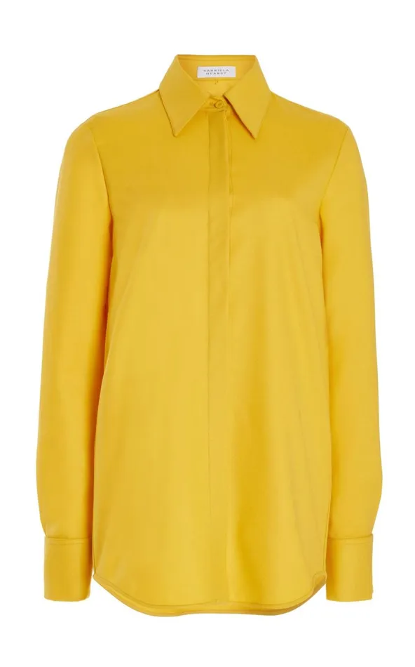 Women Tops Gabriela Hearst Etlin Shirt In Golden Birch Superfine Wool