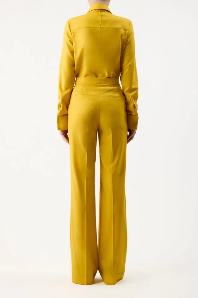 Women Tops Gabriela Hearst Etlin Shirt In Golden Birch Superfine Wool