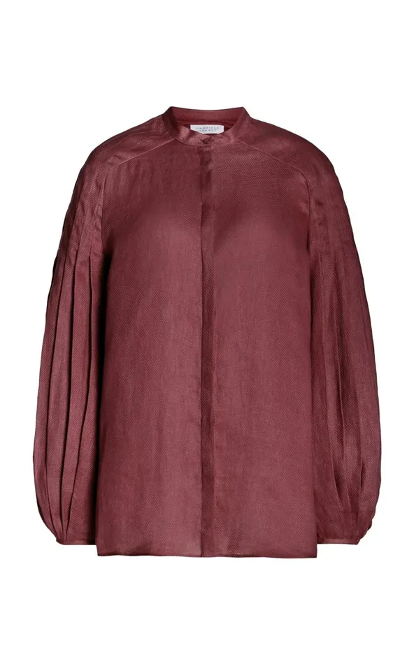 Women Tops Gabriela Hearst Laetitia Blouse In Deep Bordeaux Linen