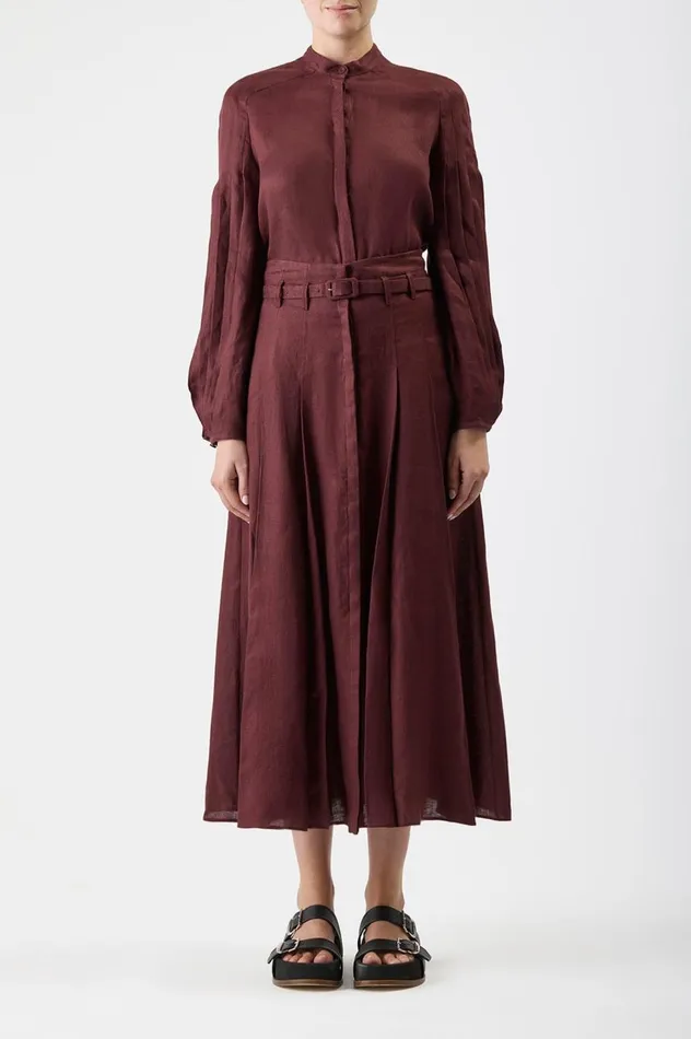 Women Tops Gabriela Hearst Laetitia Blouse In Deep Bordeaux Linen