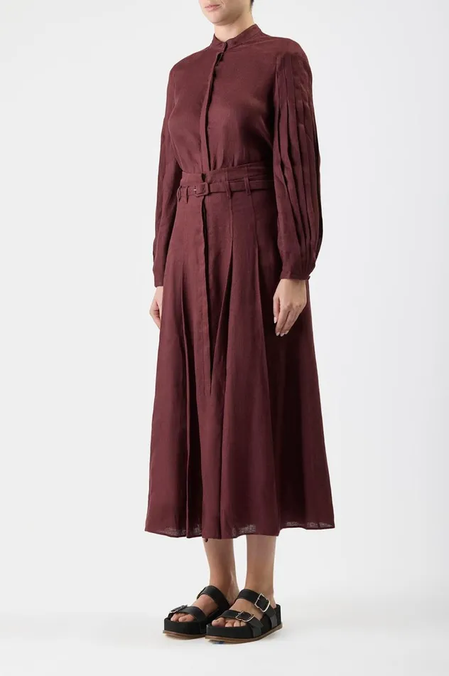 Women Tops Gabriela Hearst Laetitia Blouse In Deep Bordeaux Linen