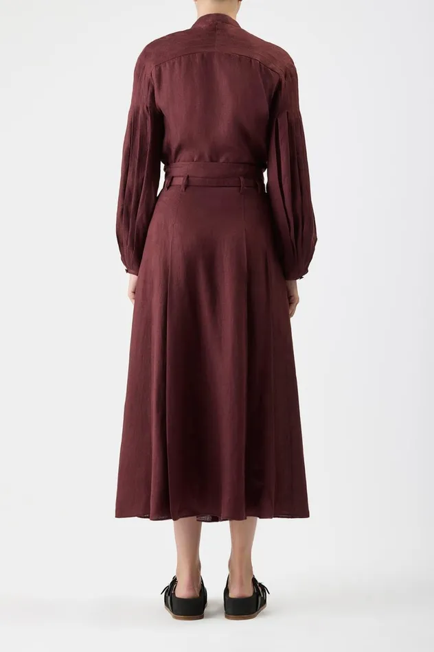 Women Tops Gabriela Hearst Laetitia Blouse In Deep Bordeaux Linen