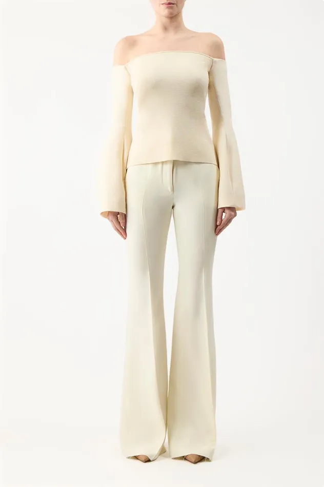 Women Tops Gabriela Hearst Maki Top In Ivory Wool Silk Cady
