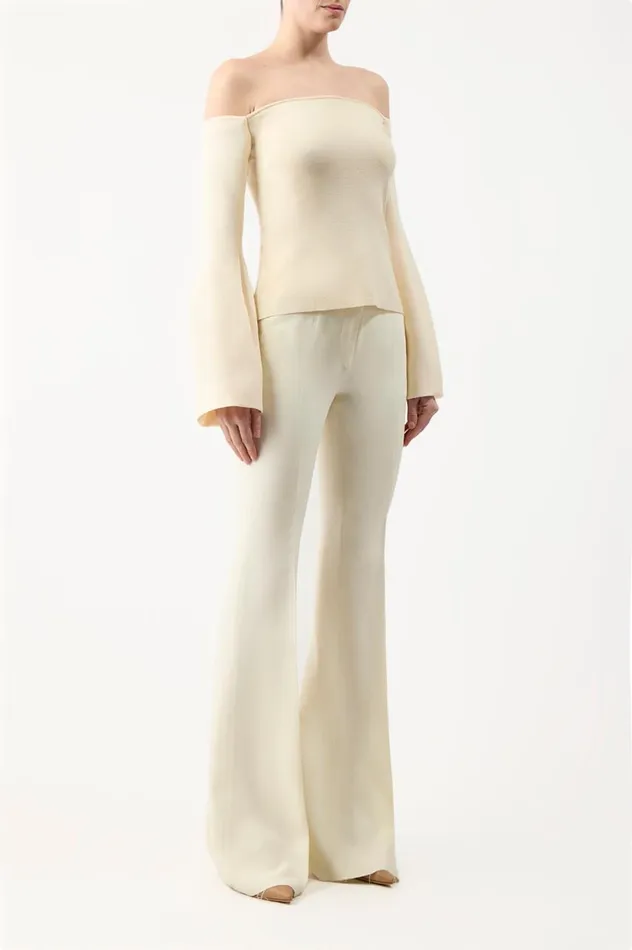Women Tops Gabriela Hearst Maki Top In Ivory Wool Silk Cady