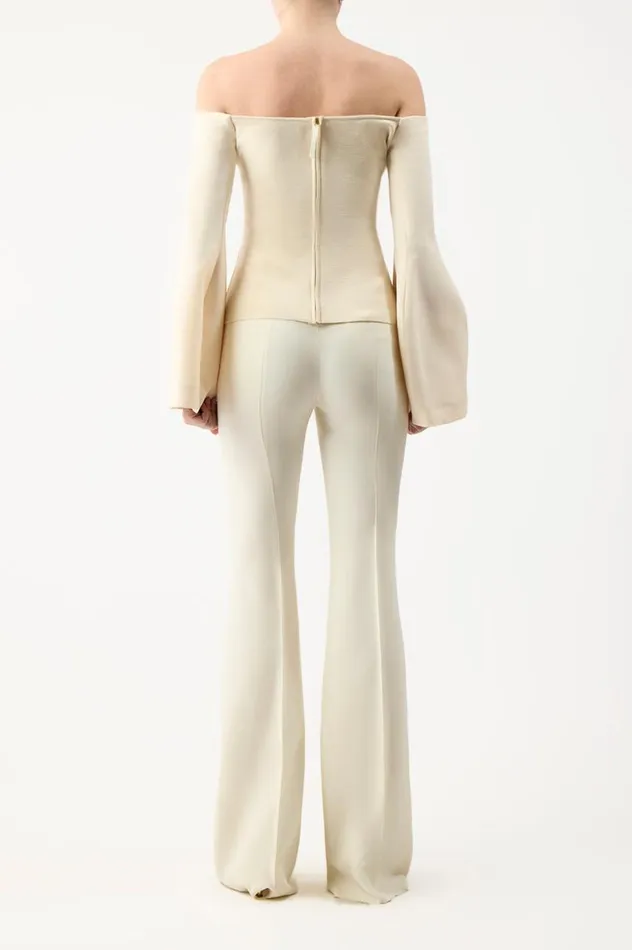 Women Tops Gabriela Hearst Maki Top In Ivory Wool Silk Cady
