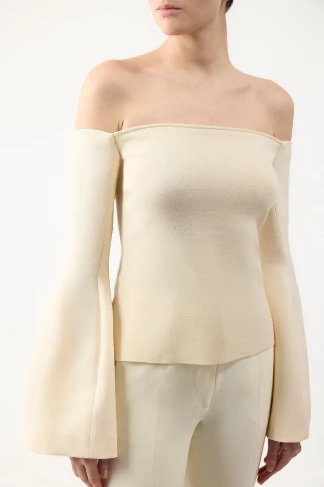 Women Tops Gabriela Hearst Maki Top In Ivory Wool Silk Cady