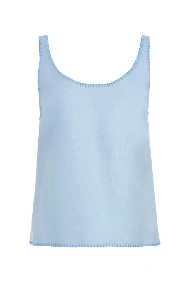 Women Tops Gabriela Hearst Muriel Tank Top In Stone Blue Silk Virgin Wool
