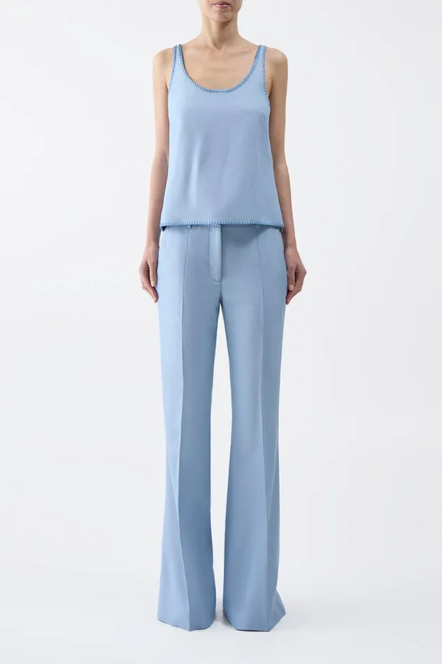 Women Tops Gabriela Hearst Muriel Tank Top In Stone Blue Silk Virgin Wool
