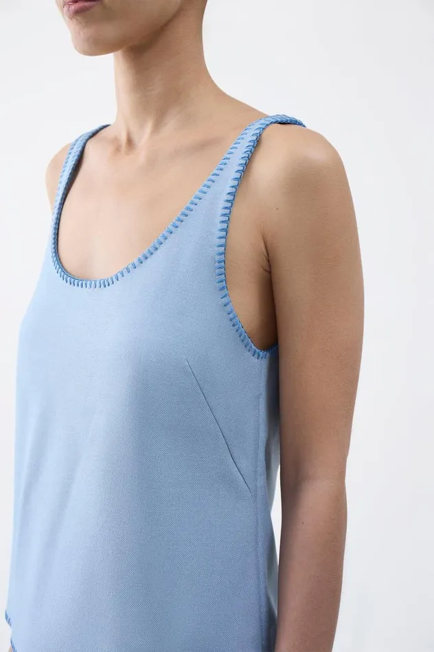Women Tops Gabriela Hearst Muriel Tank Top In Stone Blue Silk Virgin Wool