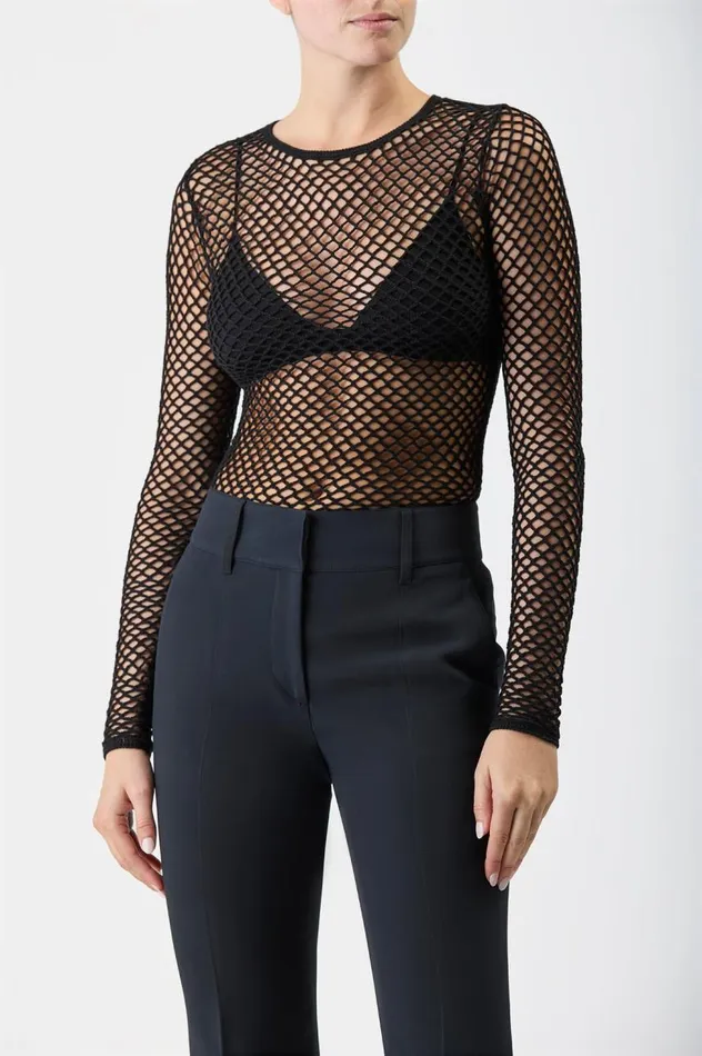 Women Tops Gabriela Hearst Troth Knit Top In Black Merino Wool
