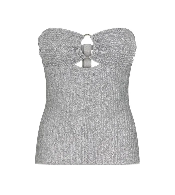 Women Tops Tom Ford Metallic Wool Strapless Top Silver