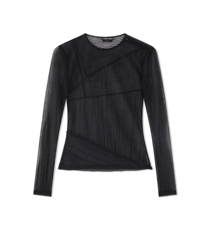Women Tops Tom Ford Rib Transparent Jersey Top Black