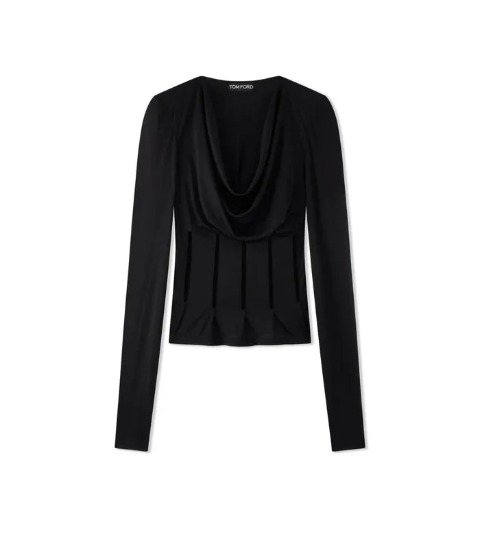 Women Tops Tom Ford Silk Jersey Corset Top Black