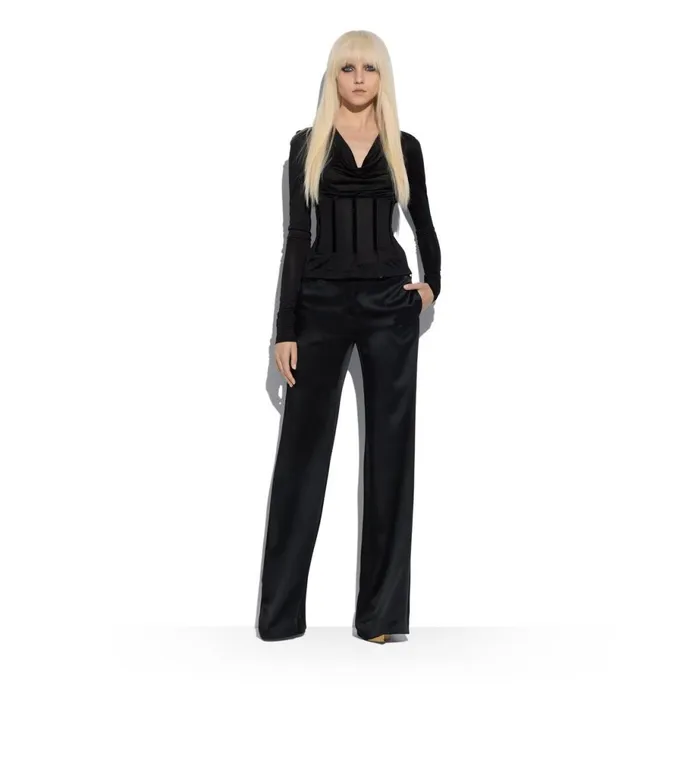 Women Tops Tom Ford Silk Jersey Corset Top Black Women Tops Tom Ford Silk Jersey Corset Top Black