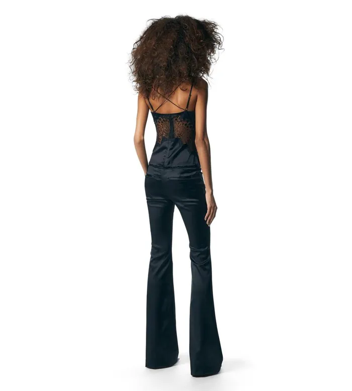 Women Tops Tom Ford Silk Satin Top With Lace Inserts Black Women Tops Tom Ford Silk Satin Top With Lace Inserts Black