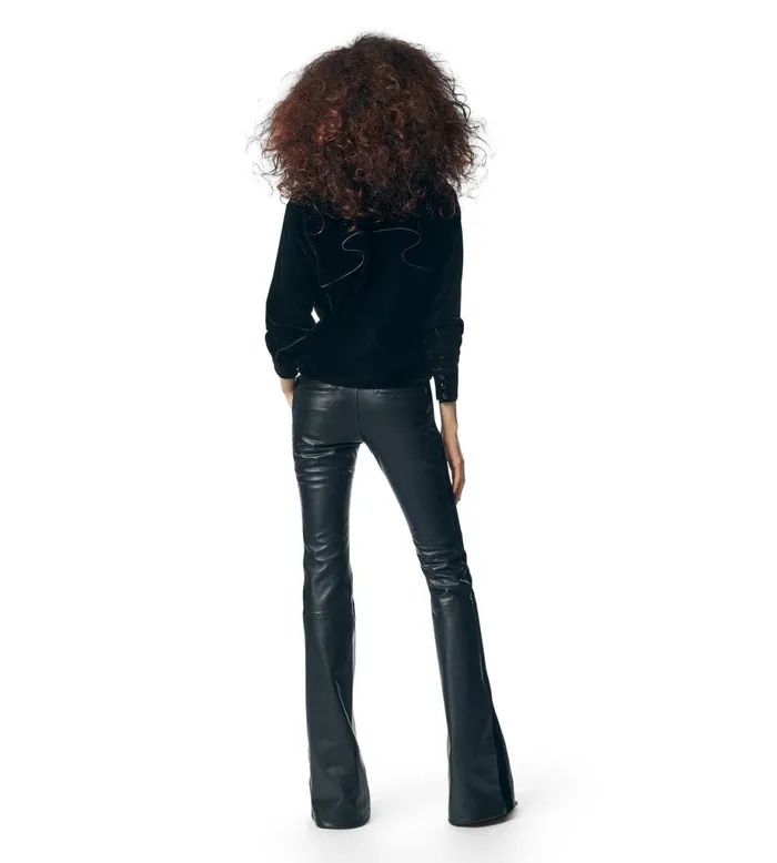 Women Tops Tom Ford Soft Velvet Western Inspired Shirt Black Women Tops Tom Ford Soft Velvet Western Inspired Shirt Black