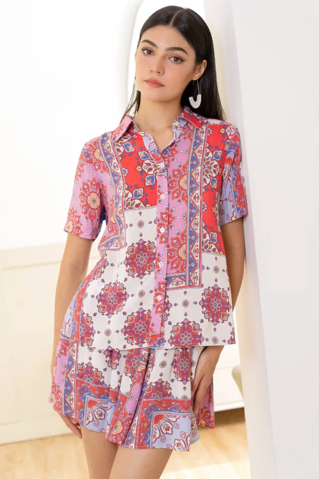 Women Tops YUMI KIM Cross Over Maxi Skirt Cross Over Tulip Skirt Crimson Paisley