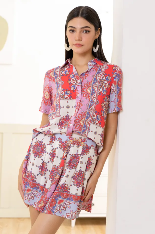 Women Tops YUMI KIM Cross Over Maxi Skirt Cross Over Tulip Skirt Crimson Paisley