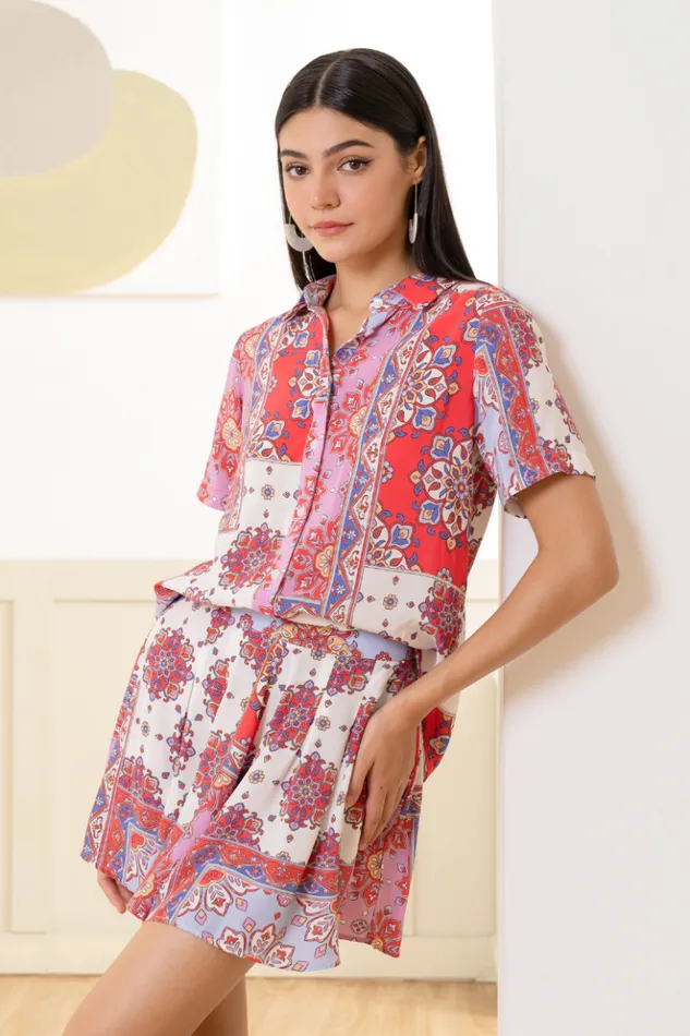 Women Tops YUMI KIM Cross Over Maxi Skirt Cross Over Tulip Skirt Crimson Paisley