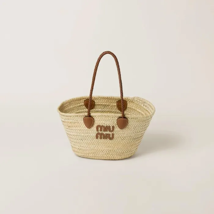 Women Totes Miu Miu Palmetto Tote Bag Beigecognac