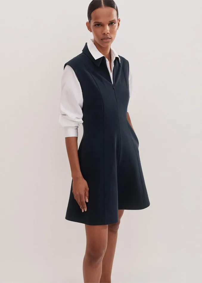 Women Travel Tailoring Short Dress Navy MEEM