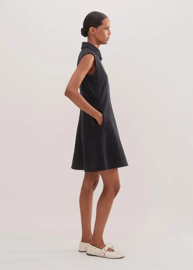 Women Travel Tailoring Short Dress Navy MEEM
