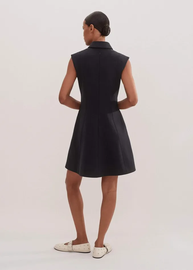 Women Travel Tailoring Short Dress Navy MEEM