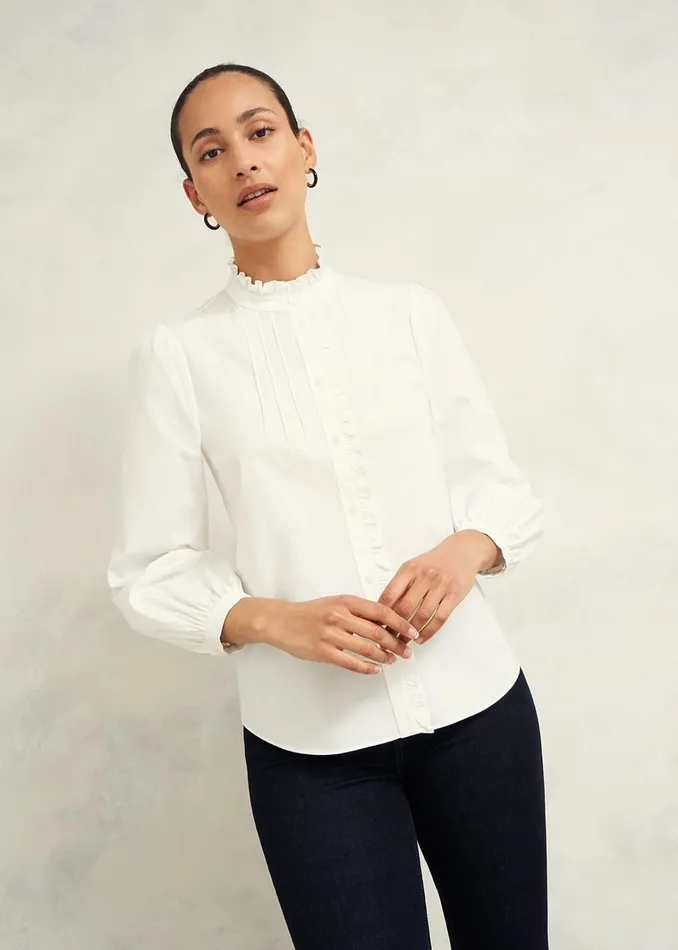 Women Trinity Cotton Blouse White Hobbs Tops