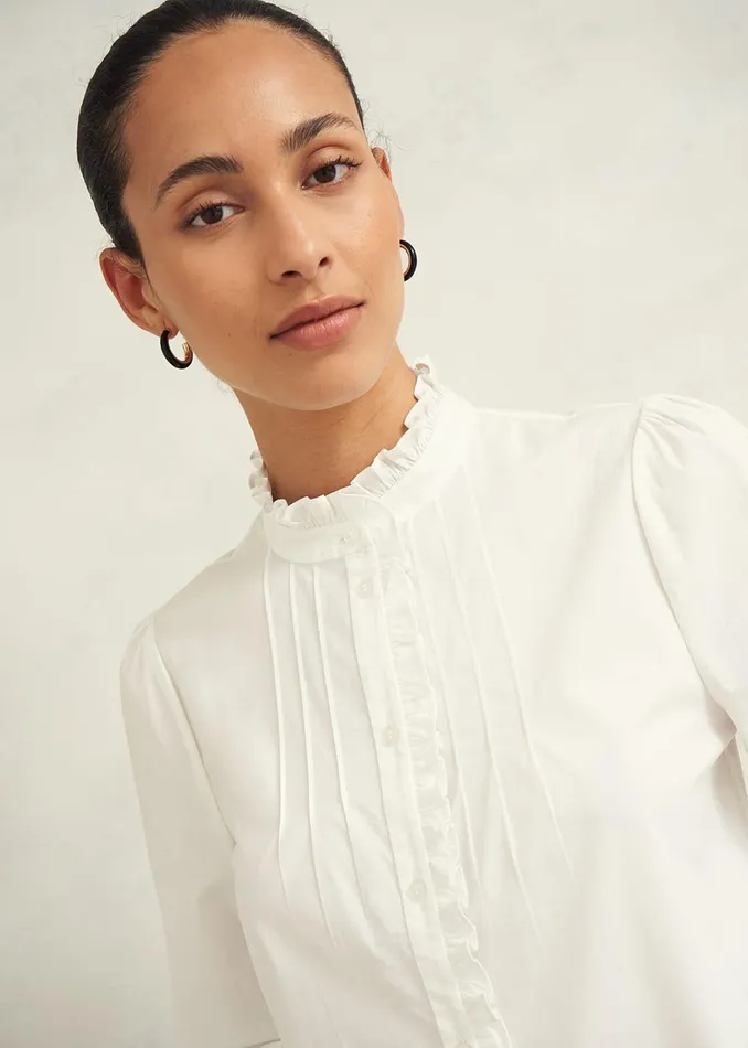 Women Trinity Cotton Blouse White Hobbs Tops