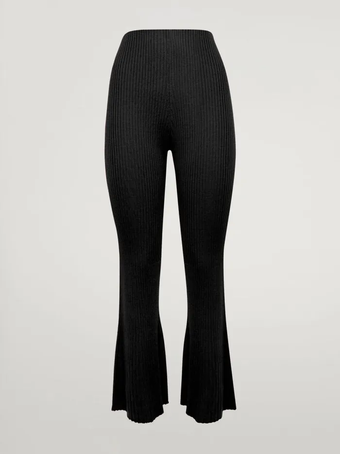Women Trousers and Jumpsuits Wolford Merino Rib Trousers Black