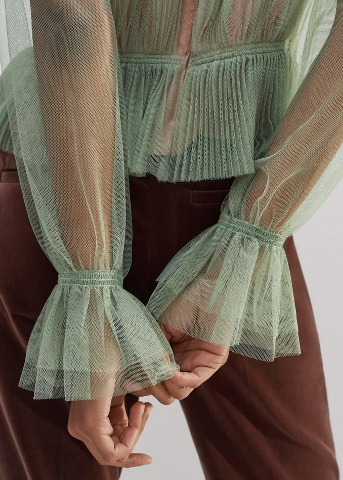 Women Tulle Top Tie Pistachiopink MEEM