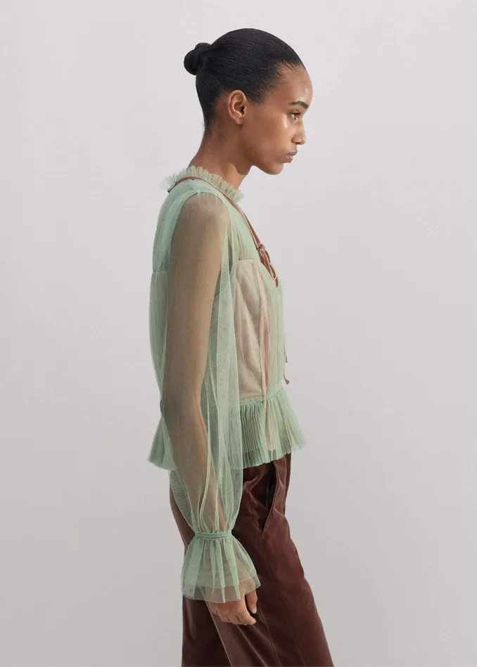 Women Tulle Top Tie Pistachiopink MEEM